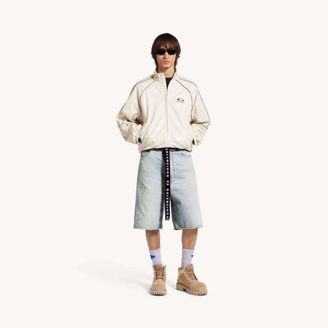 Herrarnas bältsade shorts i ljusblått