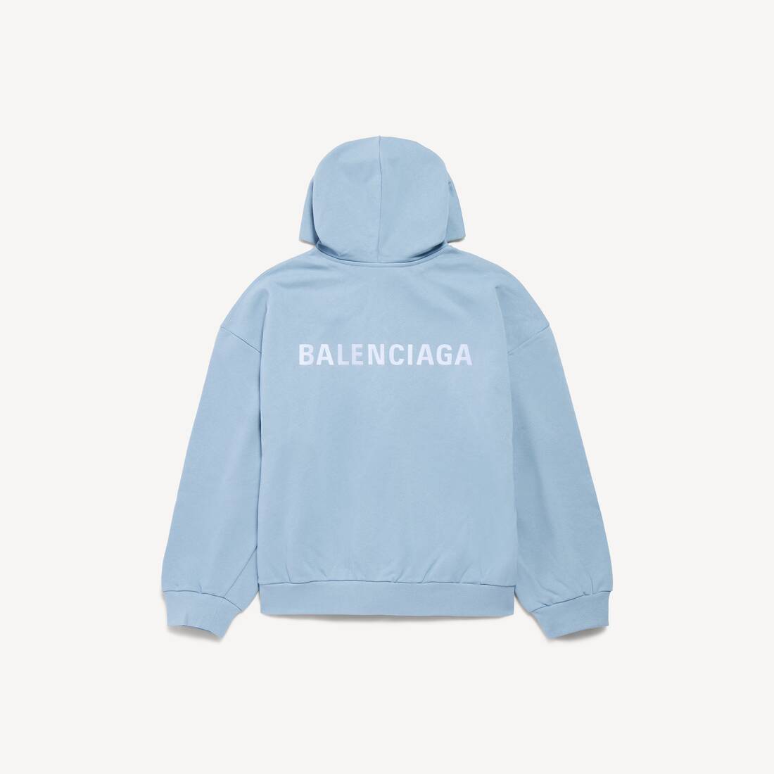 Herrarnas Balenciaga bakåt zipad tröja i normal passform i ljusblått/vitt