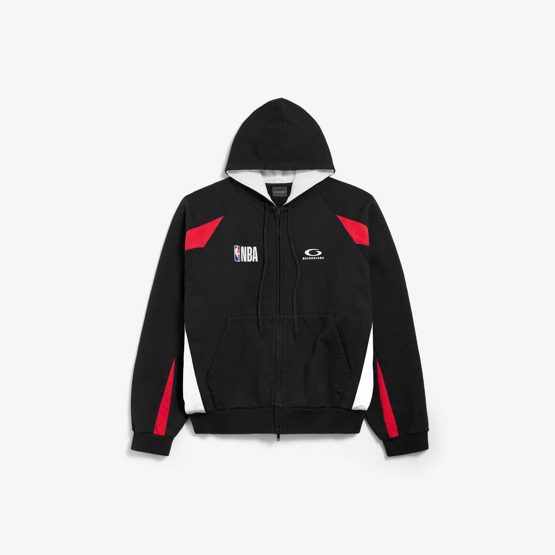 Herrars Balenciaga | NBA-samarbete Oversized zip-up huvudduk i svart/multifärg
