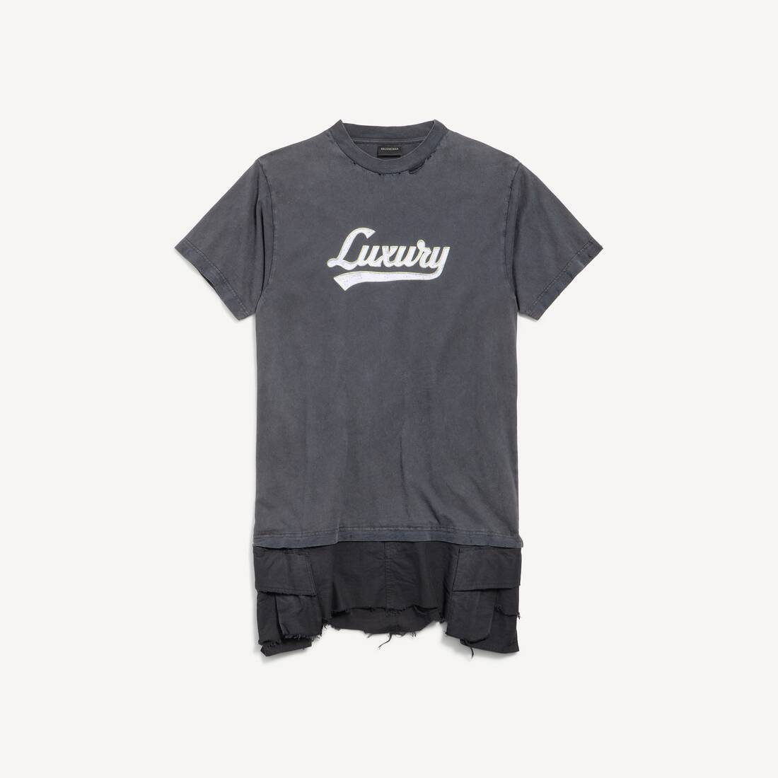 Damas lyxskrift hybrid T-shirt cargokjol i svart