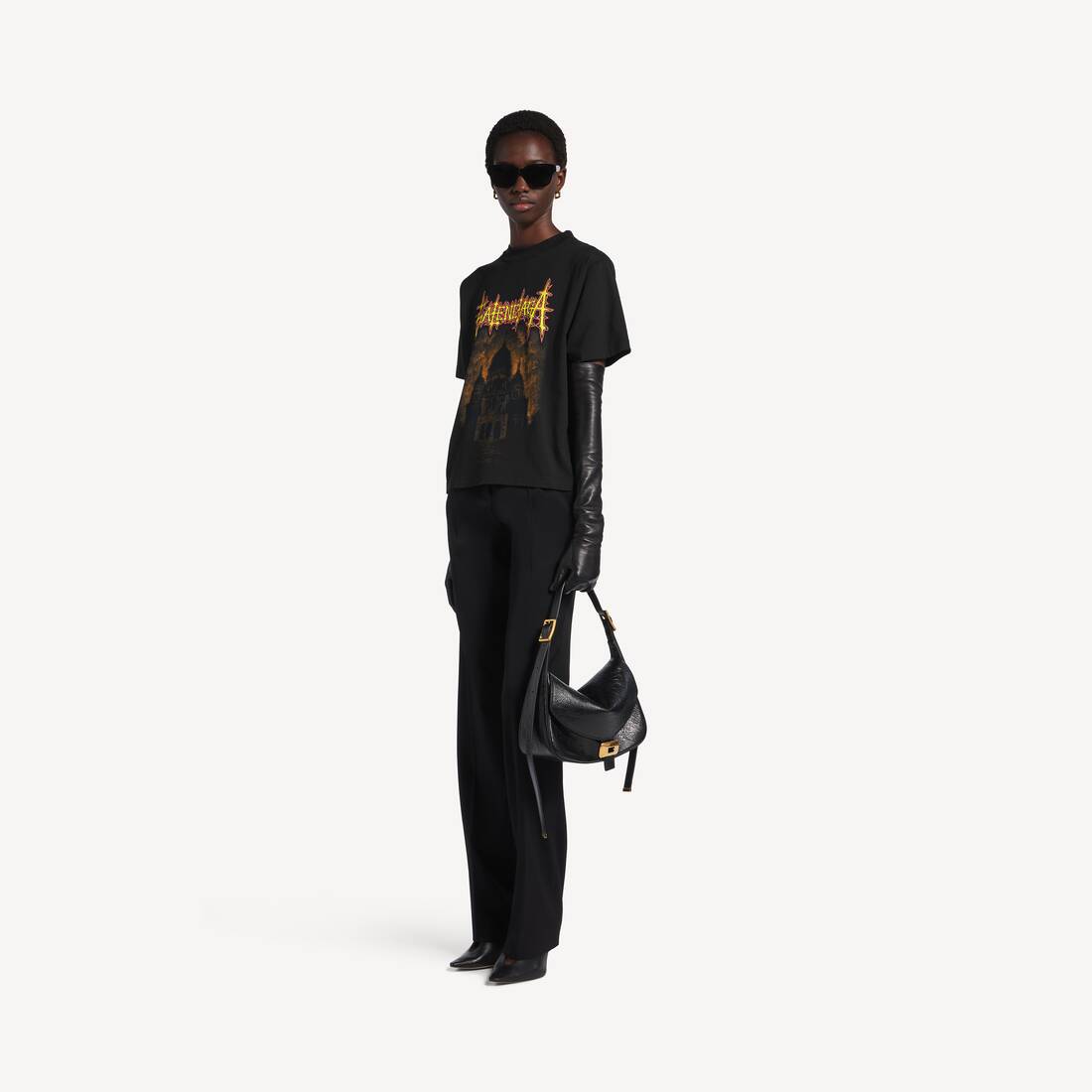 Damens Balenciaga Sacré Cœur T-shirt Medium Fit i svart