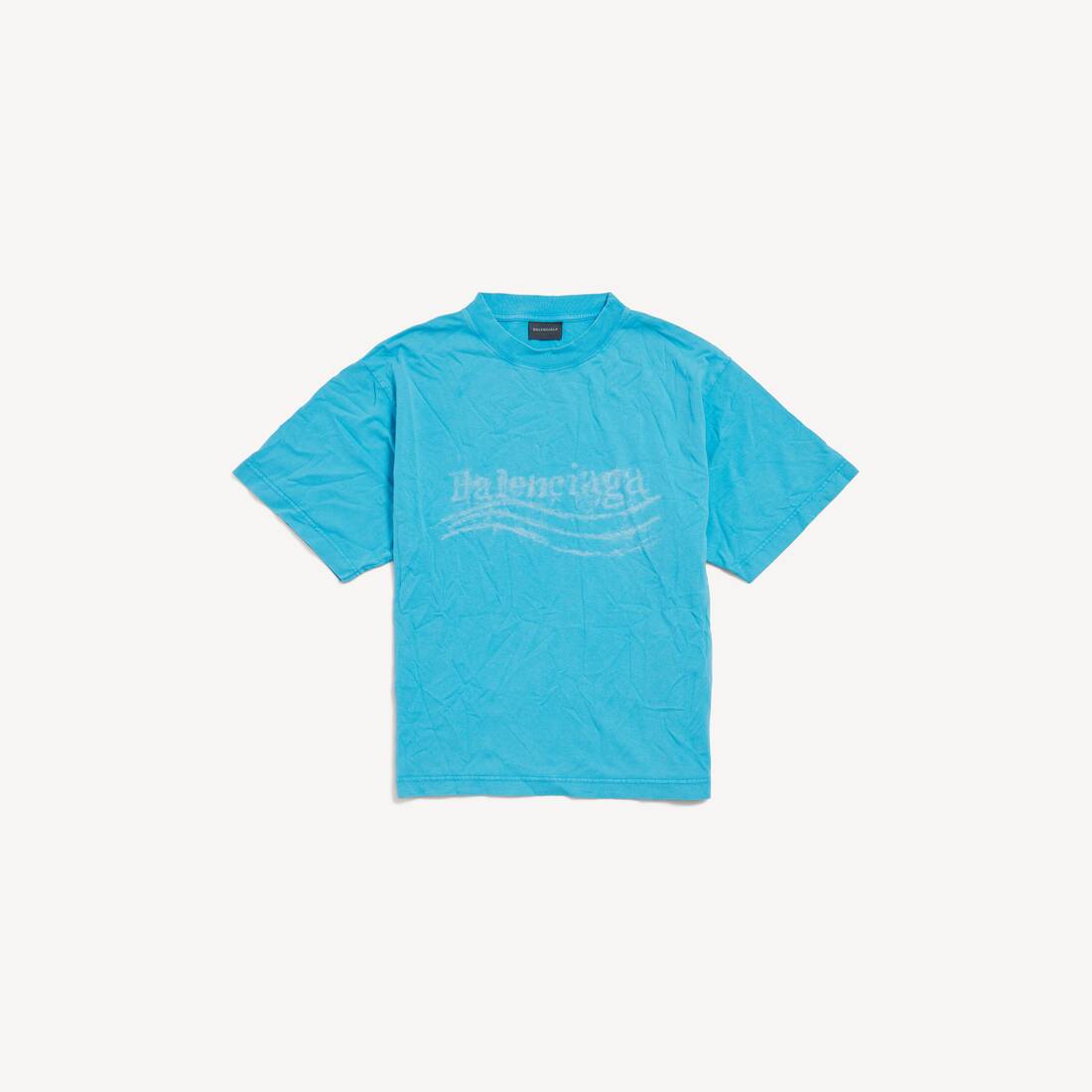 Kvinnas vaskad krönt politisk T-shirt Medium Passform i azure