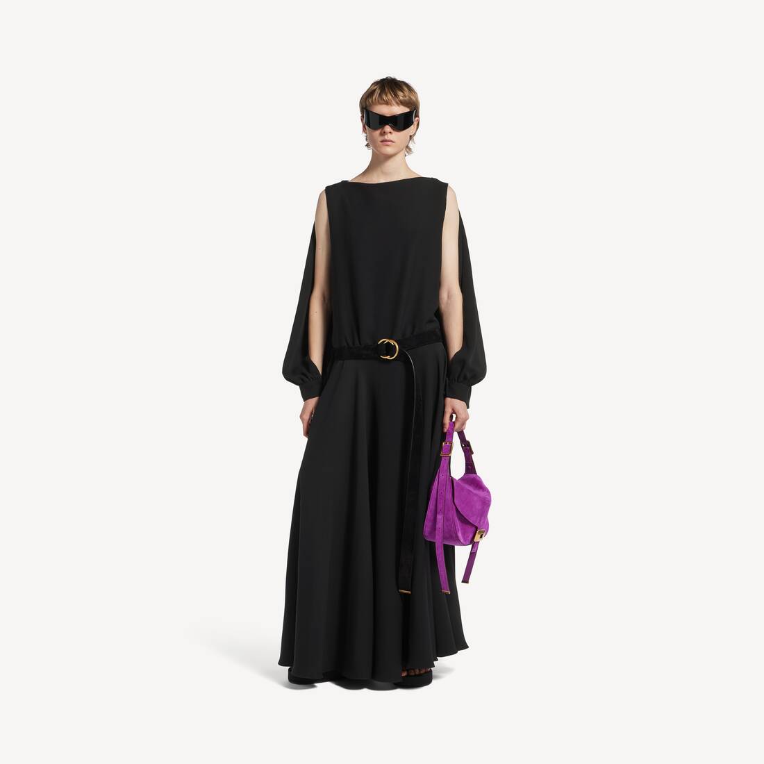 Damsk longsågig ballongdress i svart