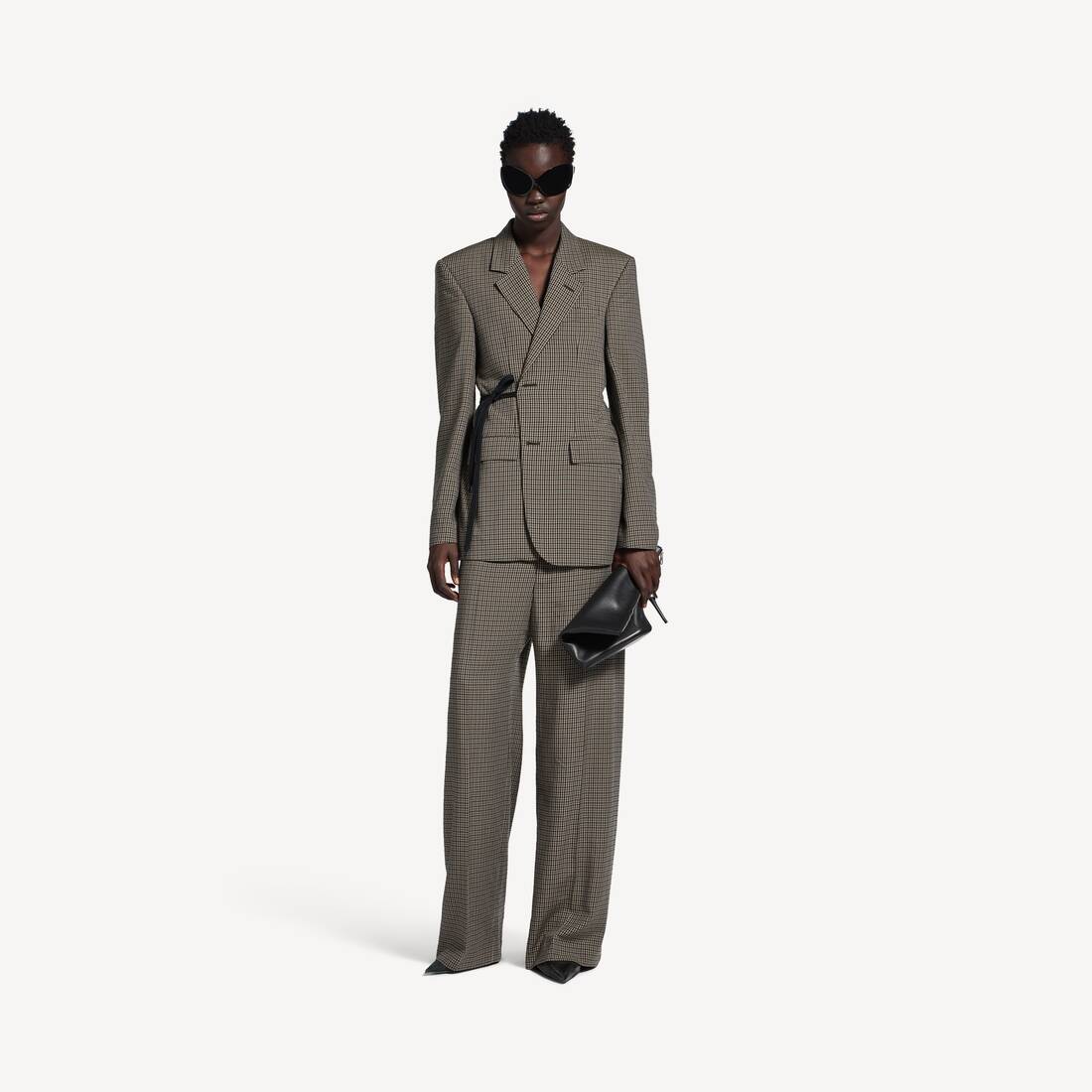 Damas omhyllda skärpade jacka i khaki/brown