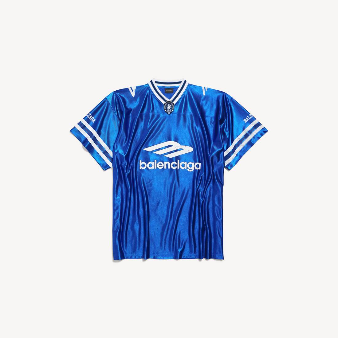 Herrars 3b fotboll V-hals T-shirt slapp i kunglig blå/vit