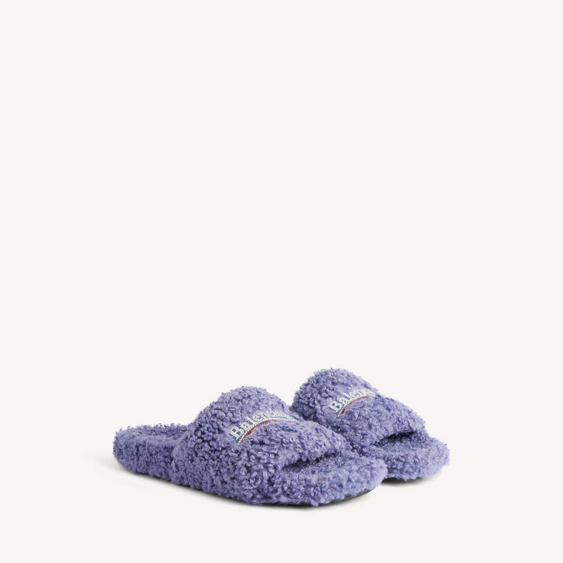 Kvinnors fluffig öppen mule i hortensia/kristall/röd