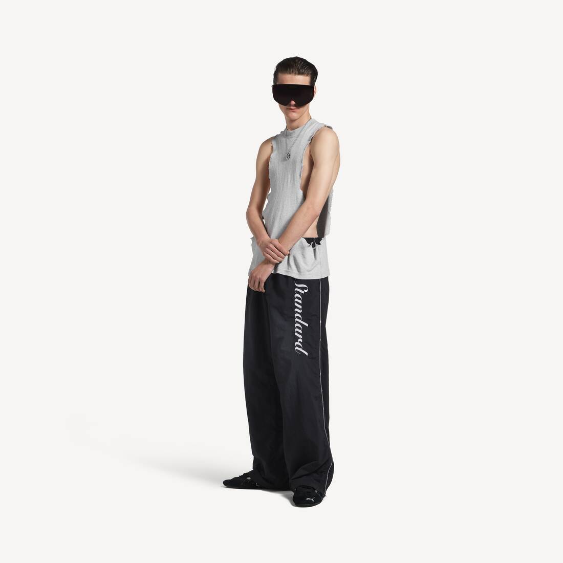 Herrarnas trasad tanktop i ljus heathergrå