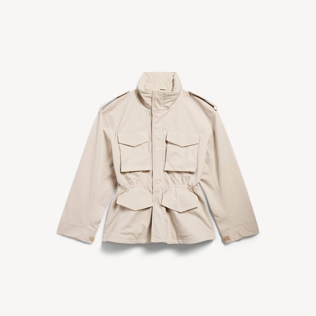 Kvinnas hourglass-parka i ljus beige