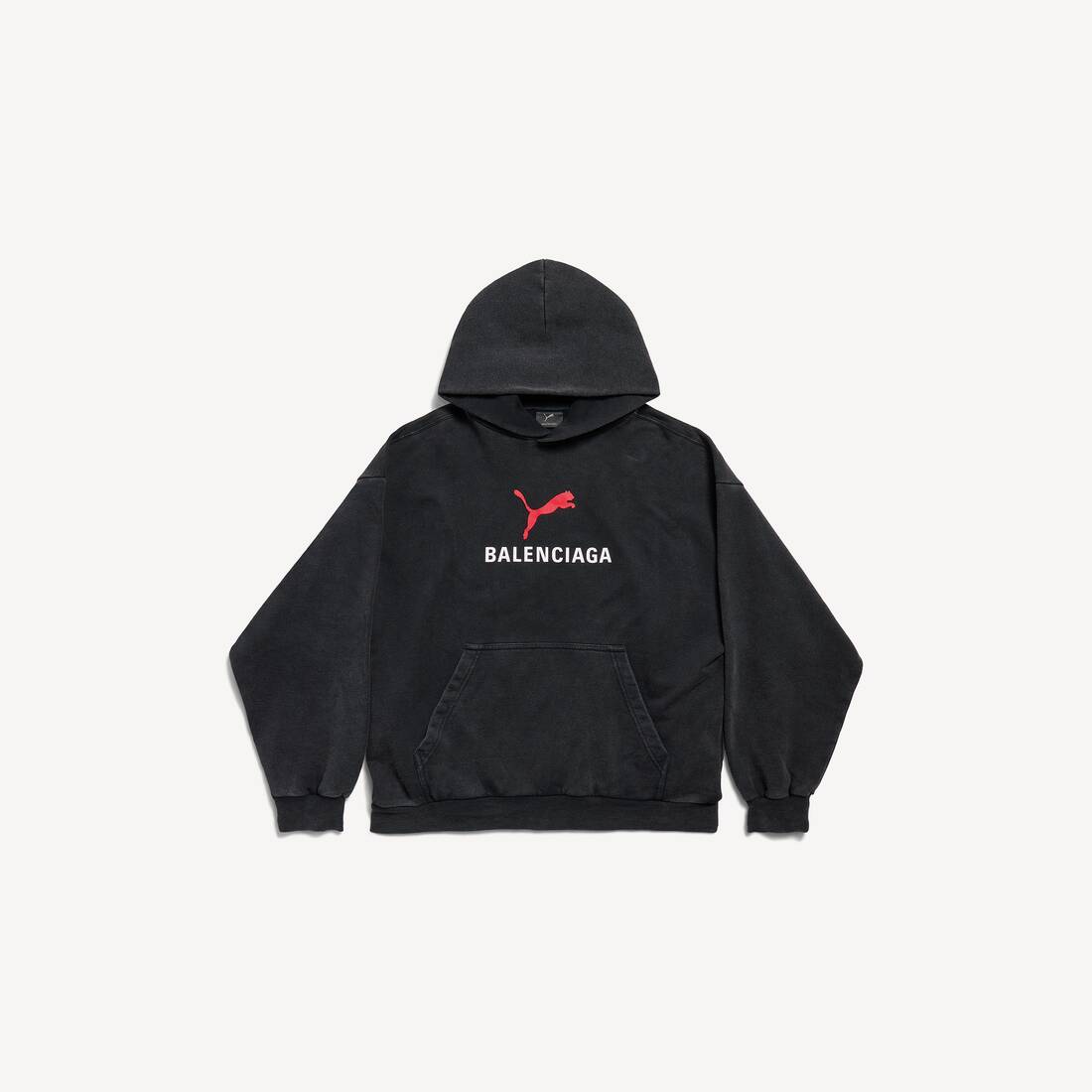 Balenciaga I Puma Hoodie Medium Fit i mörkgrå blekt