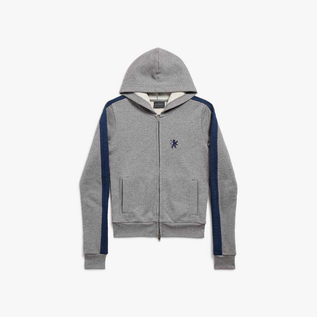 Damas lion zip-hoodie i mörk heathergrå/vässad blå