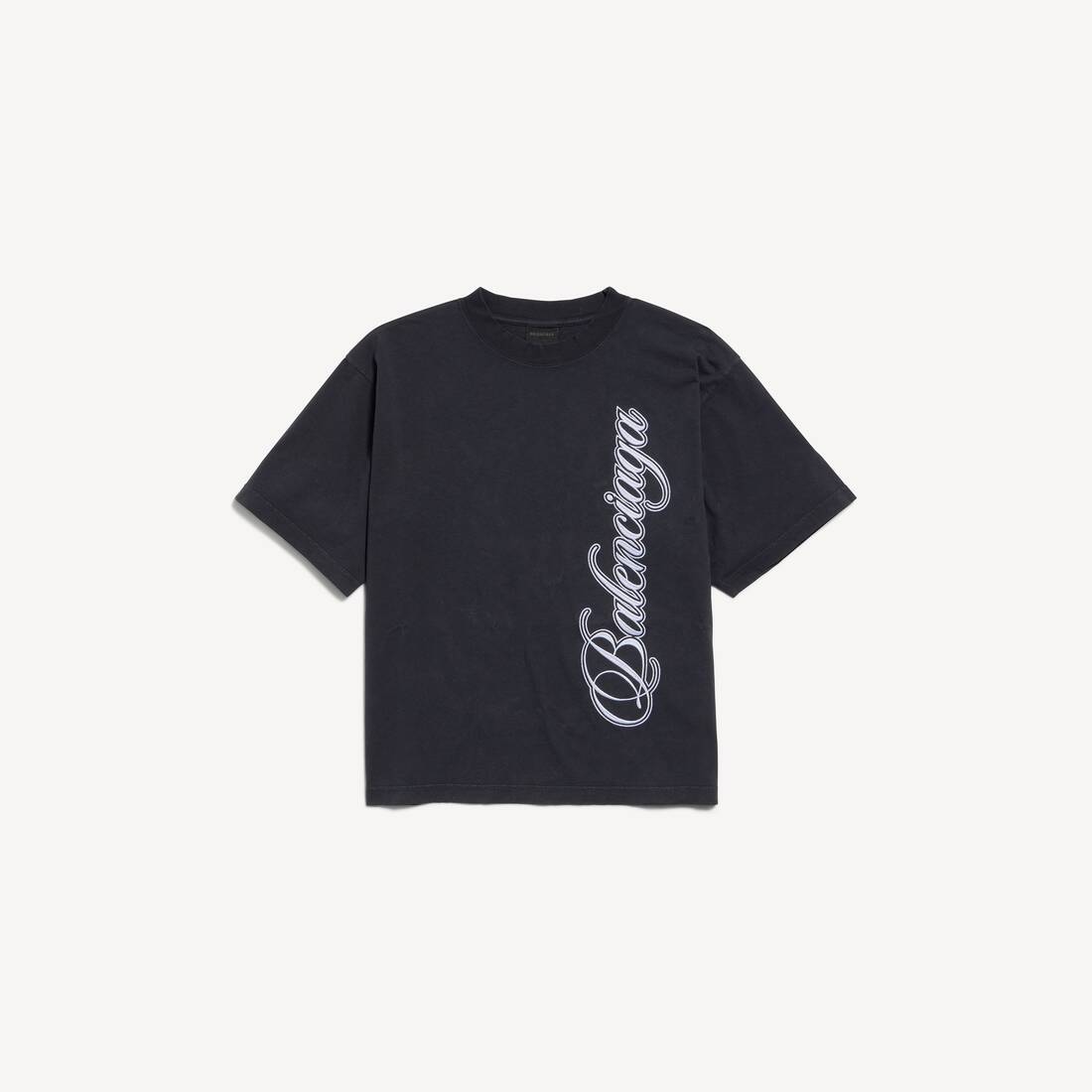 Damkroppsskrift T-shirt Medium Fit i vaskad svart/vit