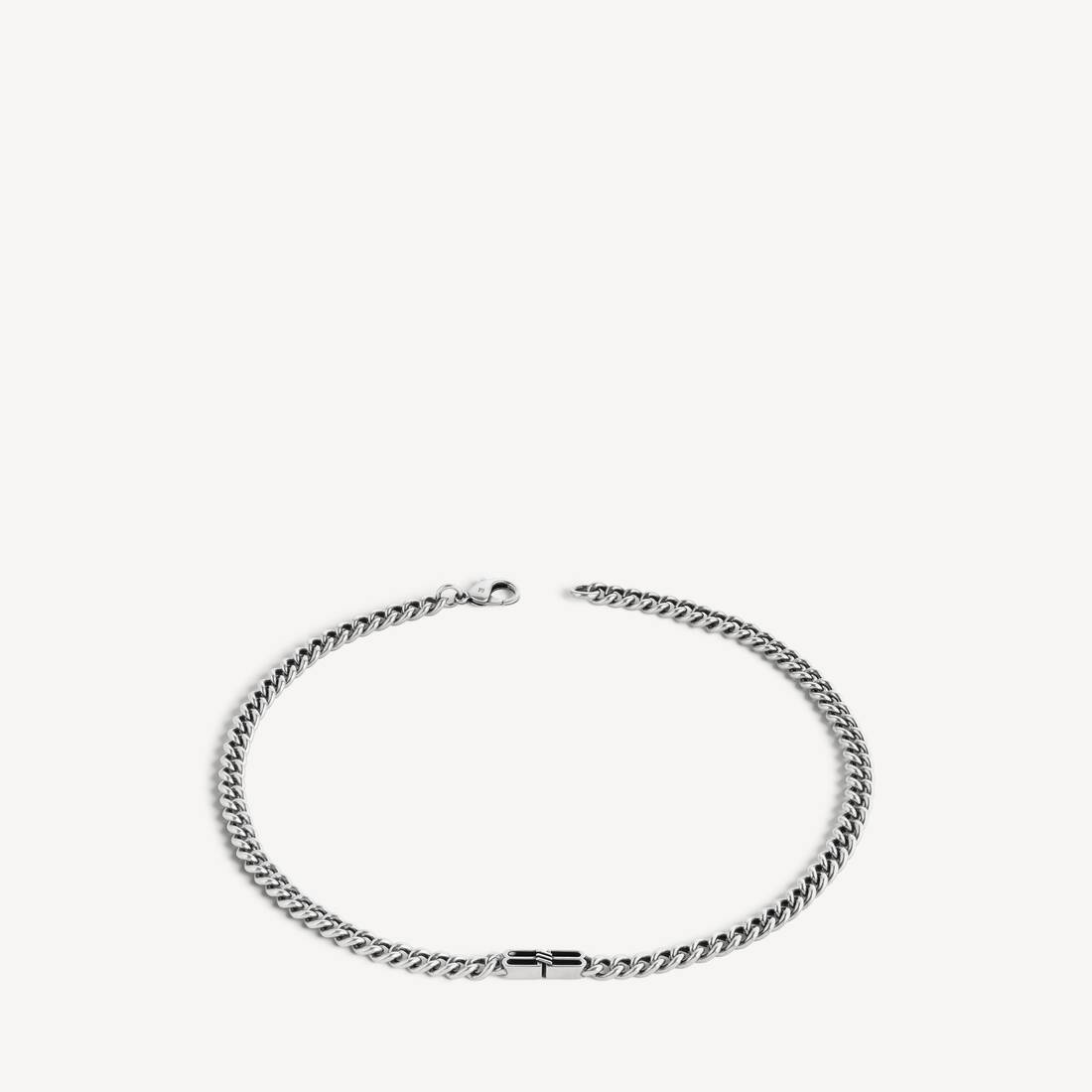 Mans Bb Icon Tunn Gourmette-halsband i antik silver