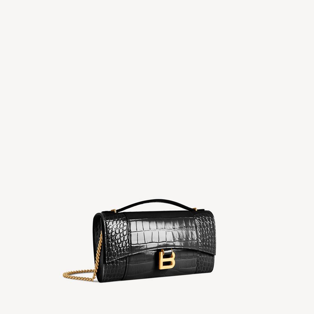 Damas hourglass-pochette med kedja i svart