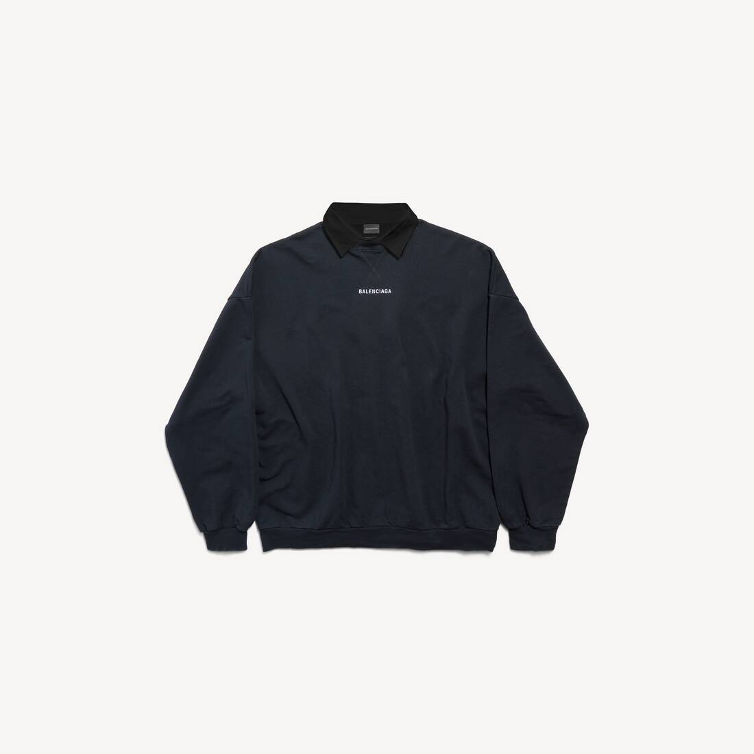 Herrarnas Balenciaga bakdelad kragen crewneck i släckt svart