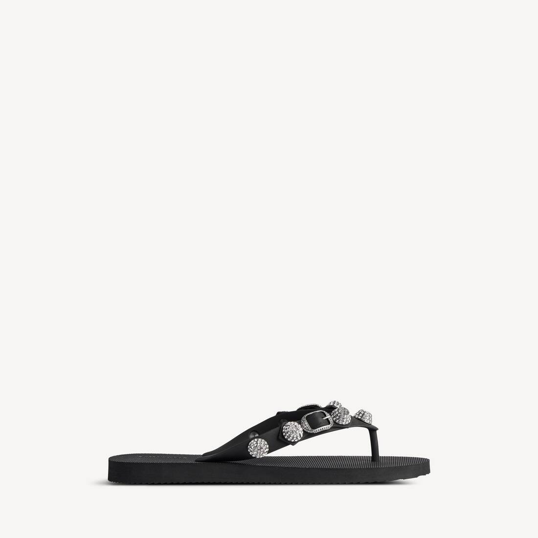 Kvinnas Cagole thong-sandaler i svart/kristall