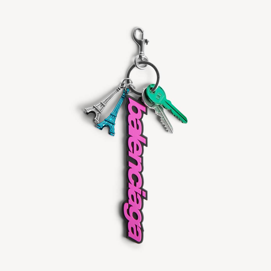 Damas biker Balenciaga charm/nöckelring i rosa/svart