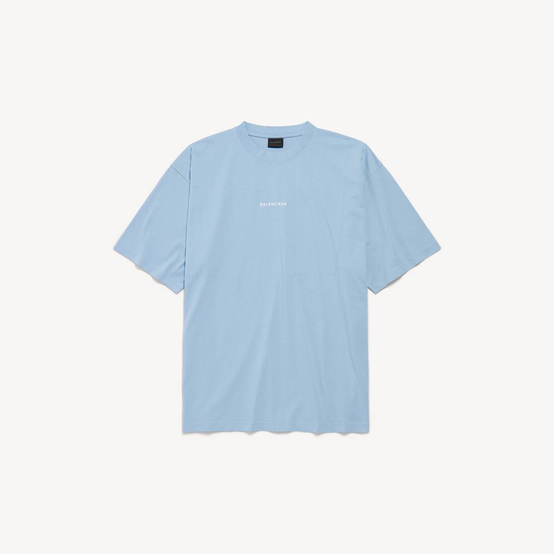 Herrars Balenciaga bak T-shirt medium passform i ljusblått/vitt