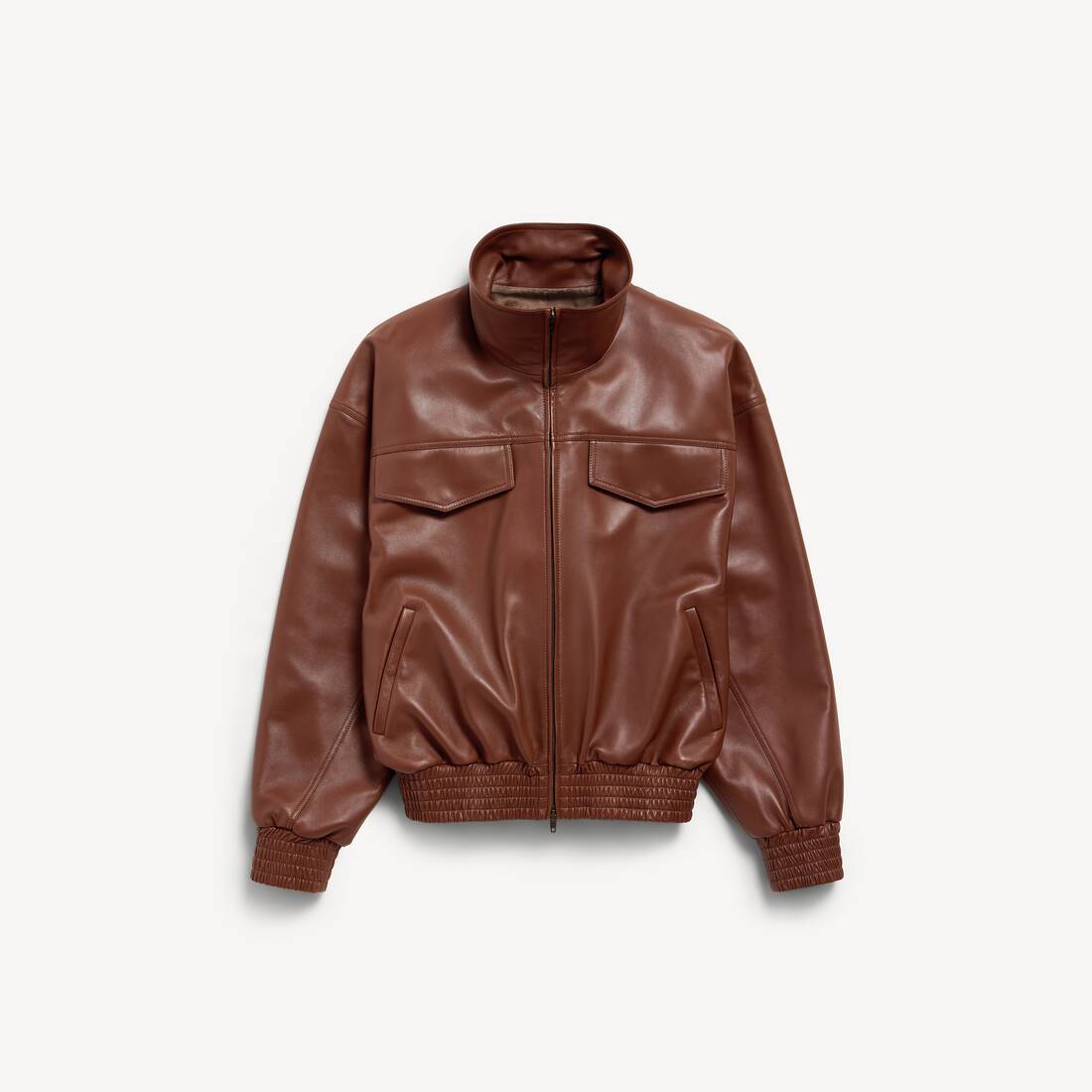 Kvinnas halskragen blouson i kastanj
