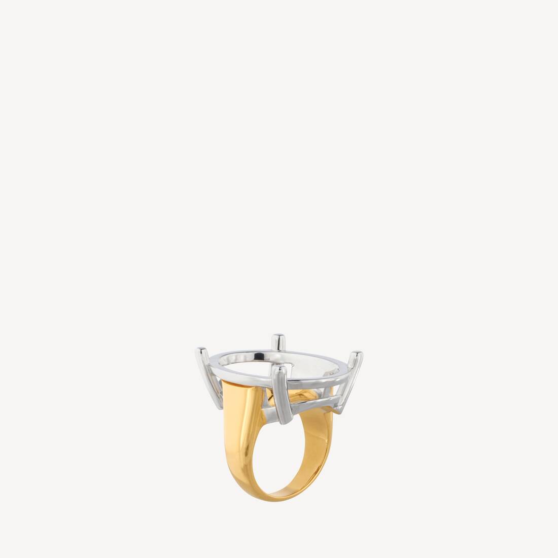 Kvinnors ram oval ring i glänsande silver/glänsande guld