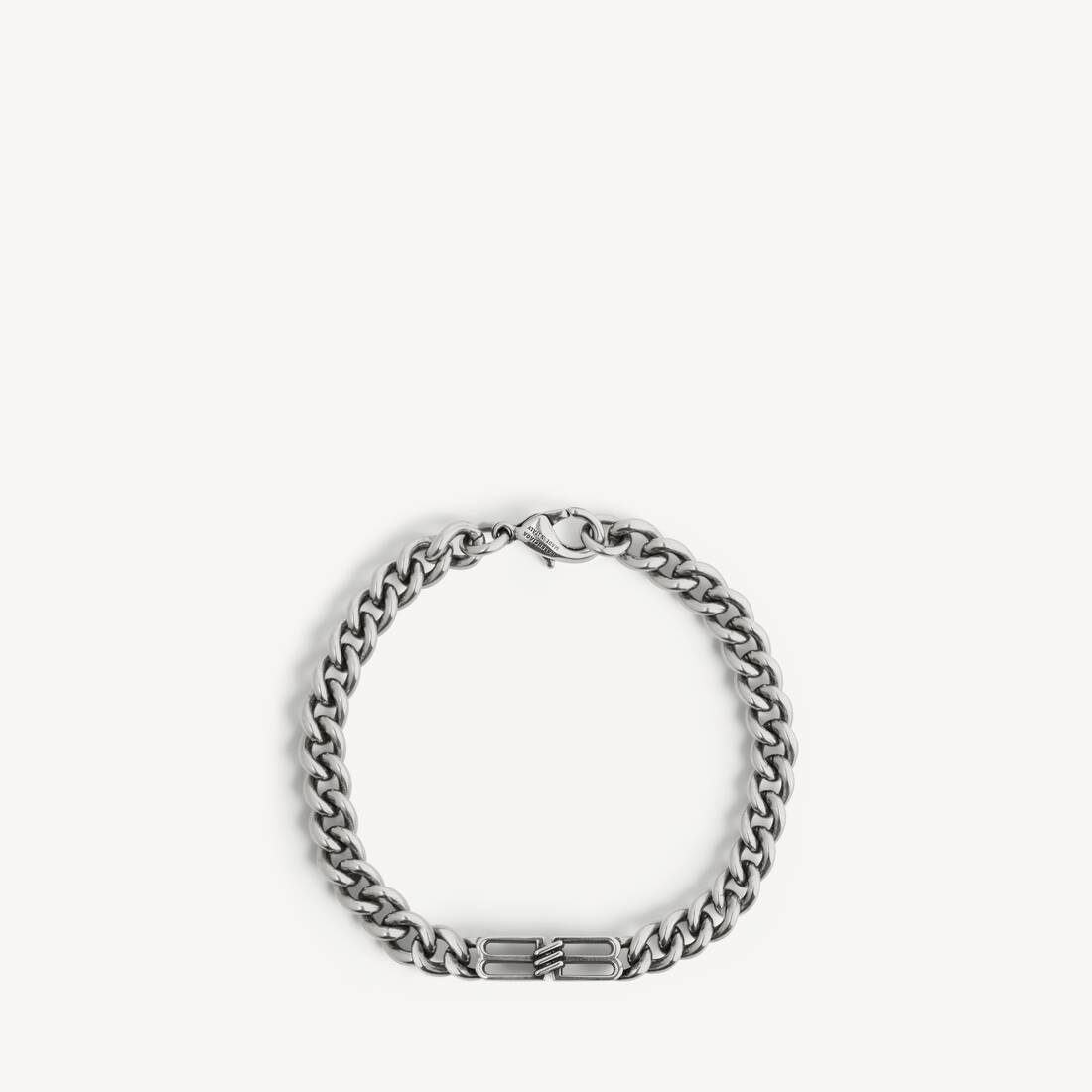 Mans BB Icon Tunn Gourmette armband i antik silver