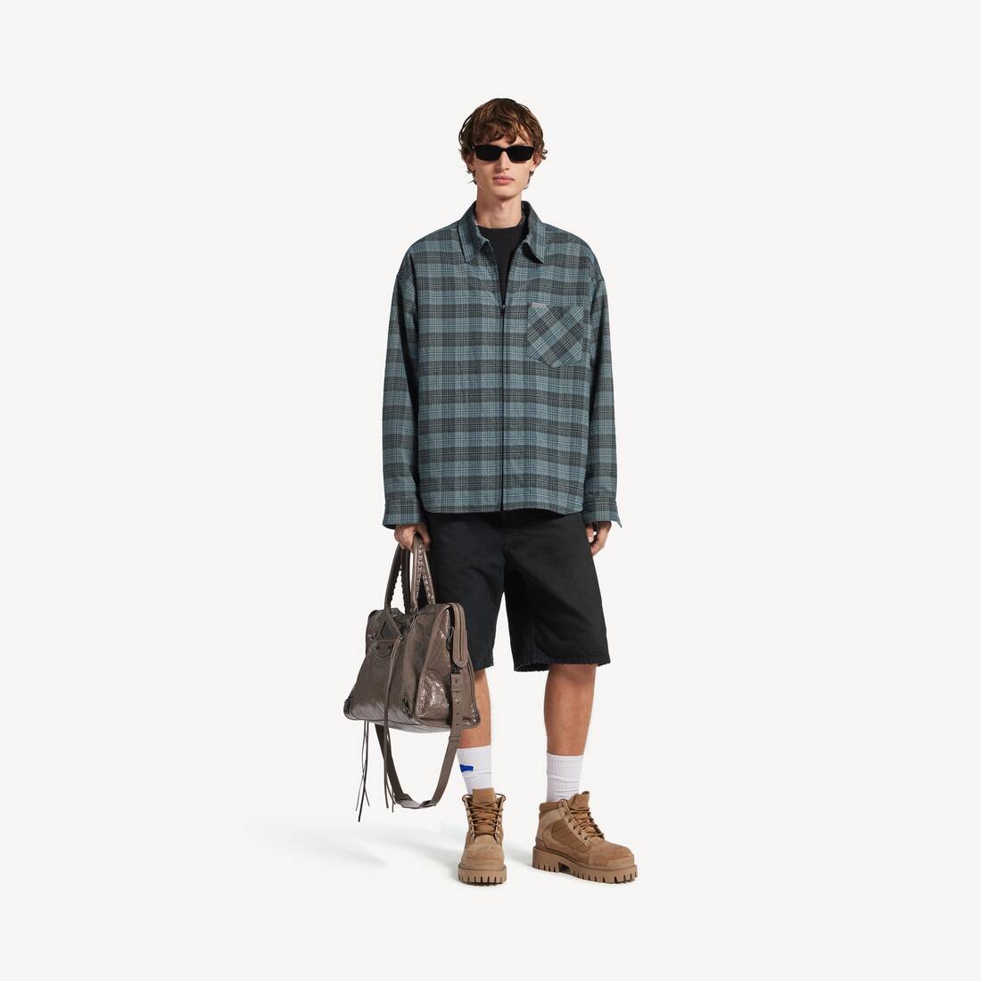 Mans uppaddad overshirt i blått