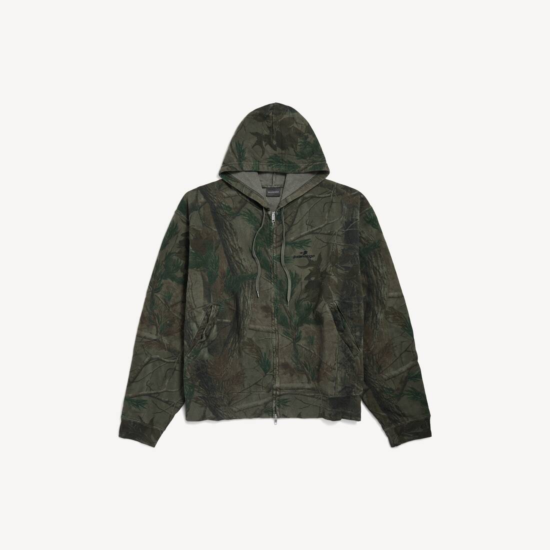 Herrars diamant B oversized zip-up huvudduk i skoggrön