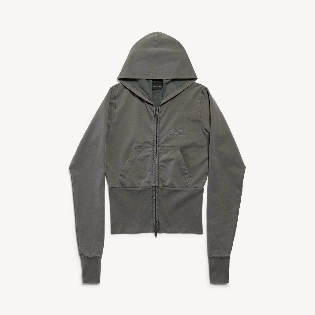 Damas Loop Sports Icon High Rib Zip-up-hud i grå