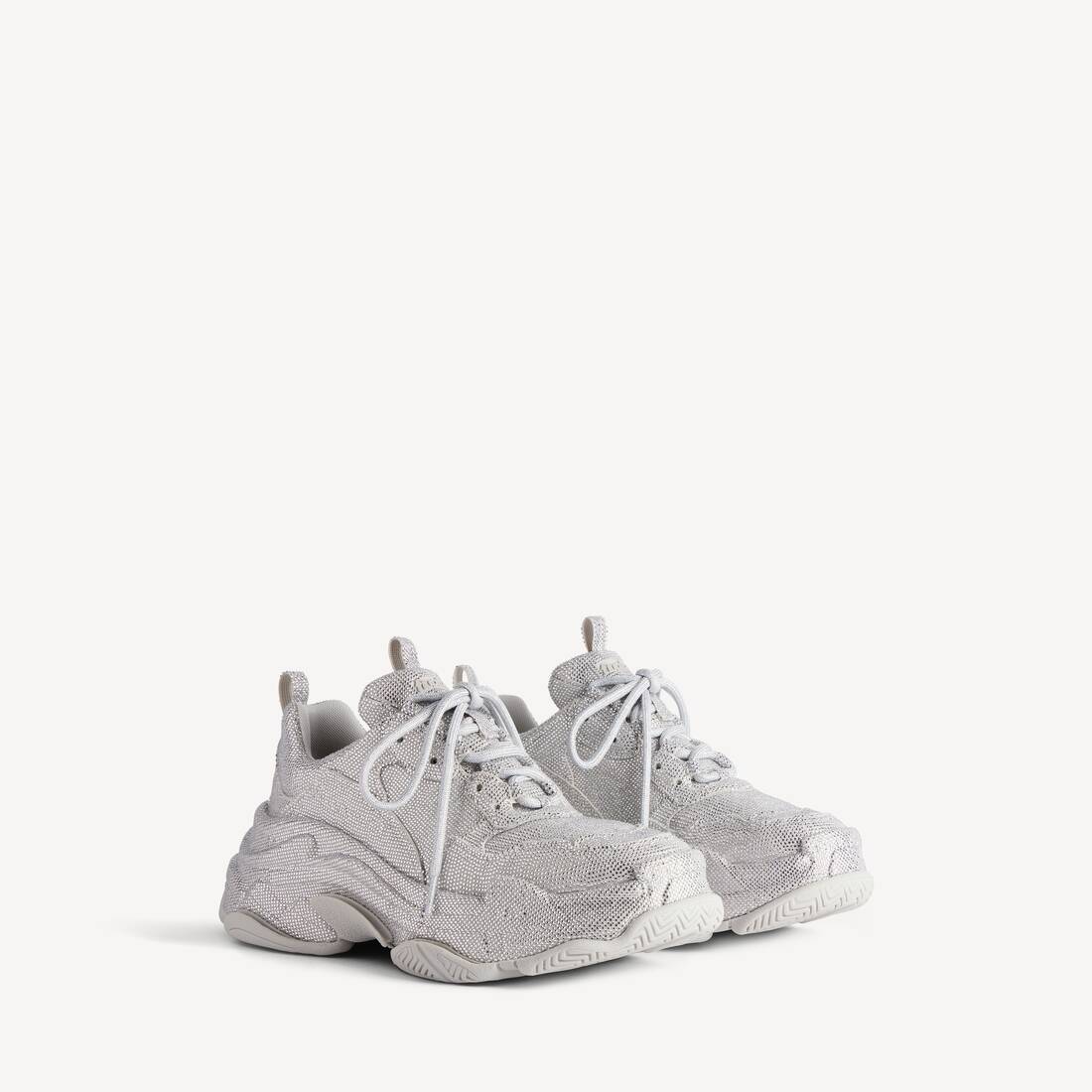 Damers Triple S-sneaker med strass i ljusgrå