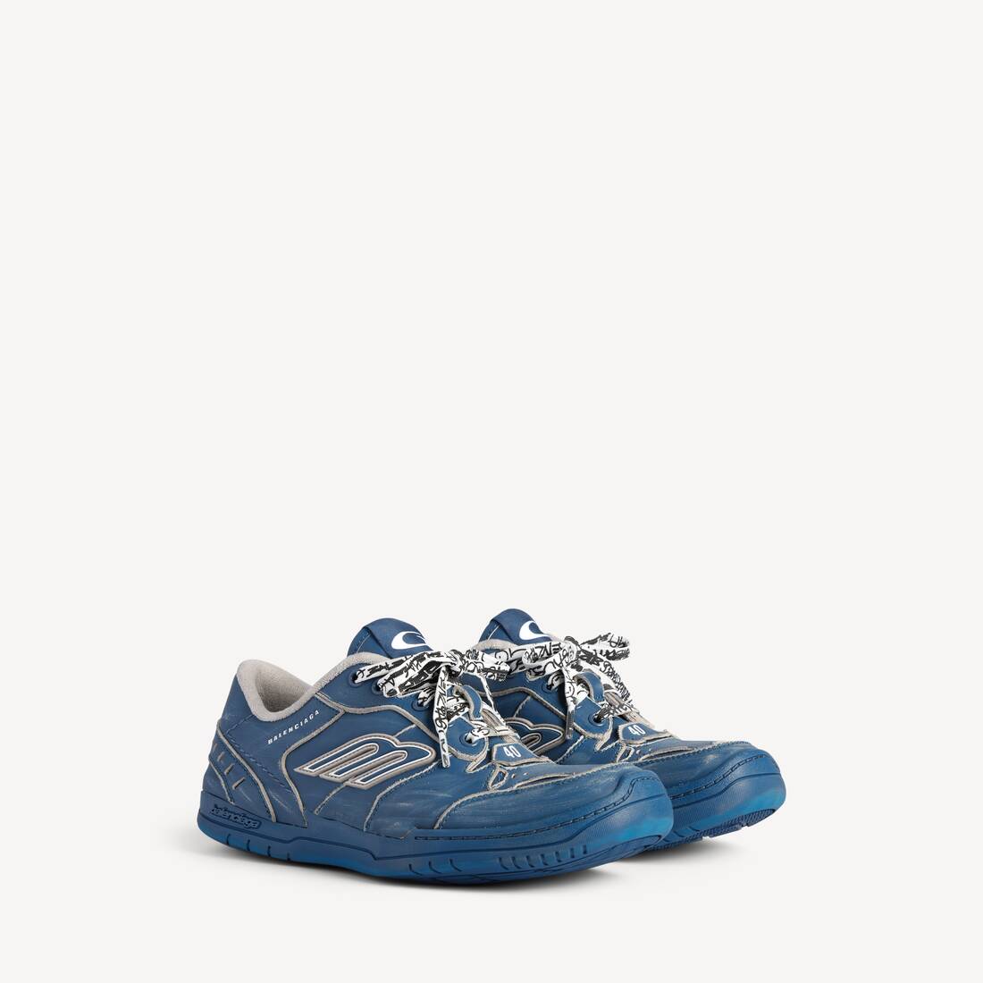Herrarnas Hamptons Medium Sliten Sneaker i blått/taupe