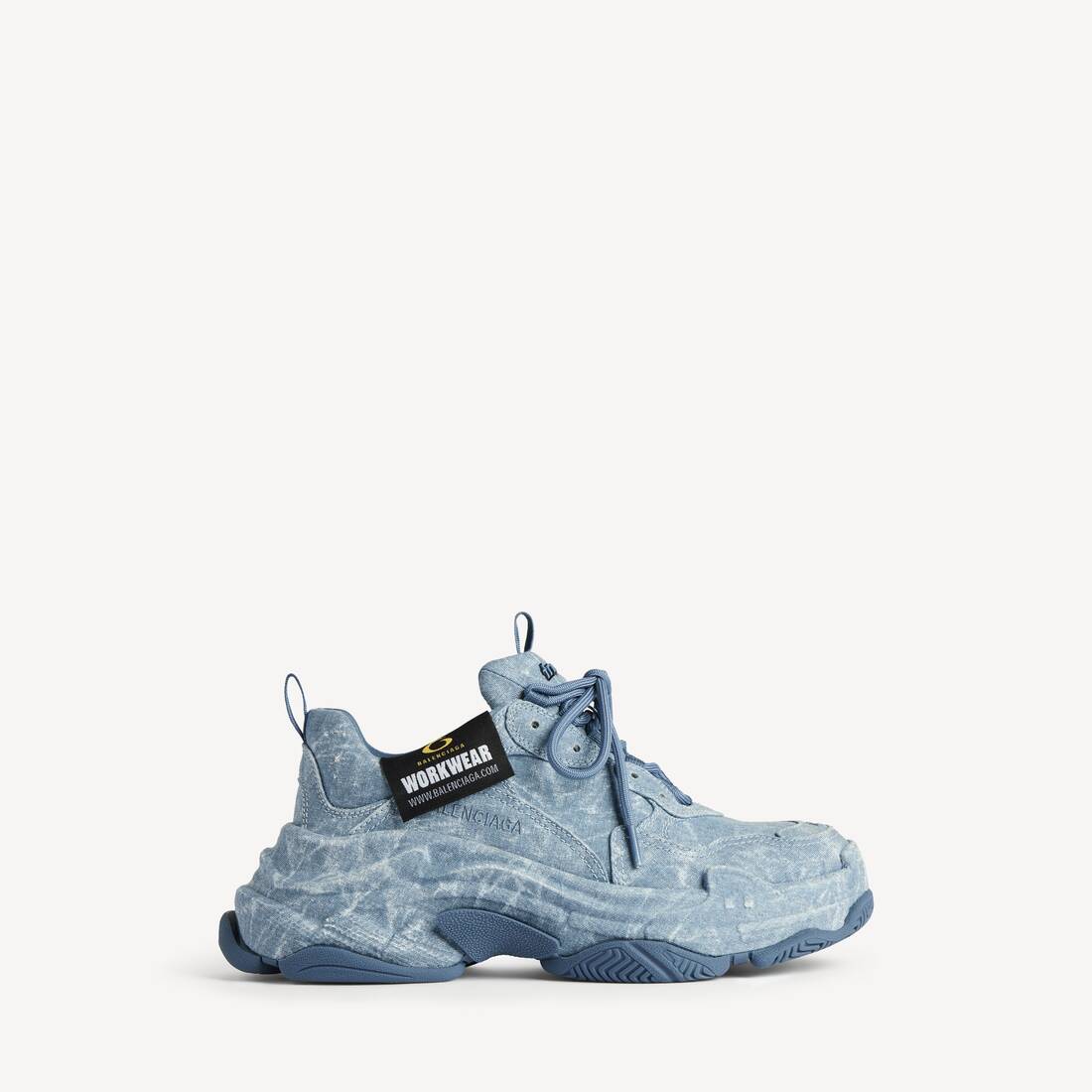 Herrars Triple S tyggsneaker i blått