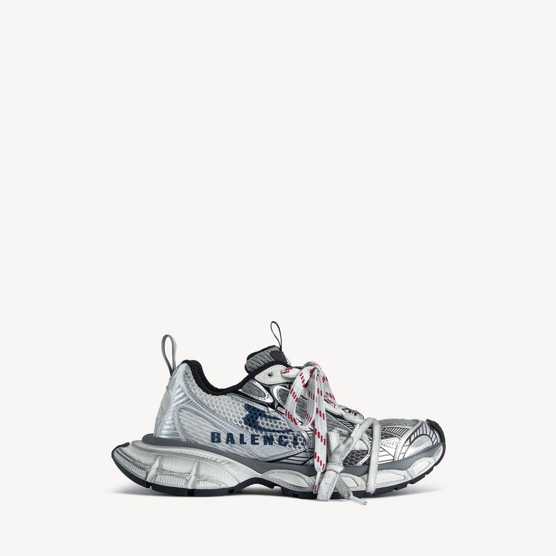 Herrarnas 3xl Split Logo Sneakers i vitt/blågrå/grå