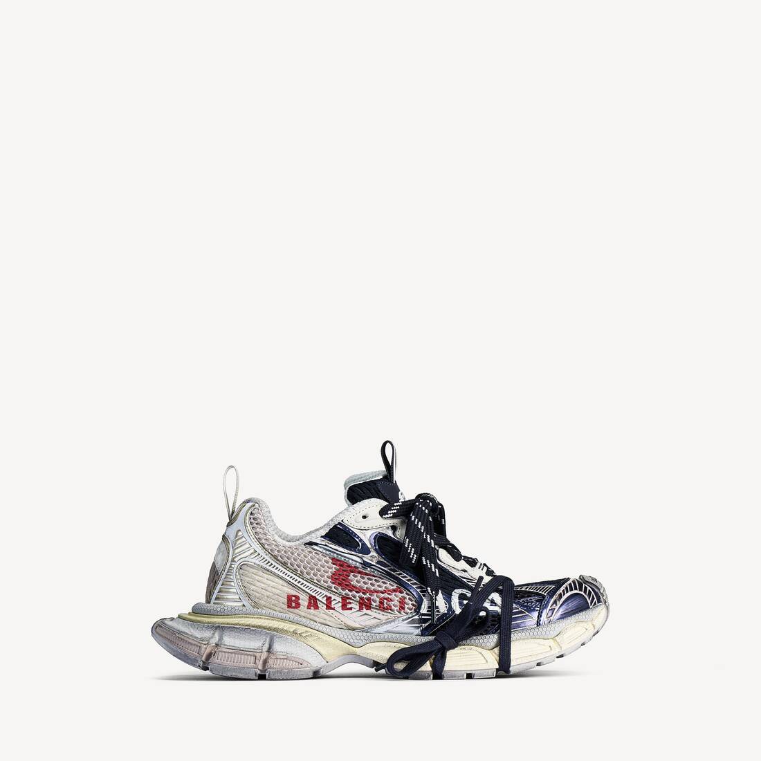 Herrarnas 3xl Split Logo Sneaker i äggvitt/röd/nymf