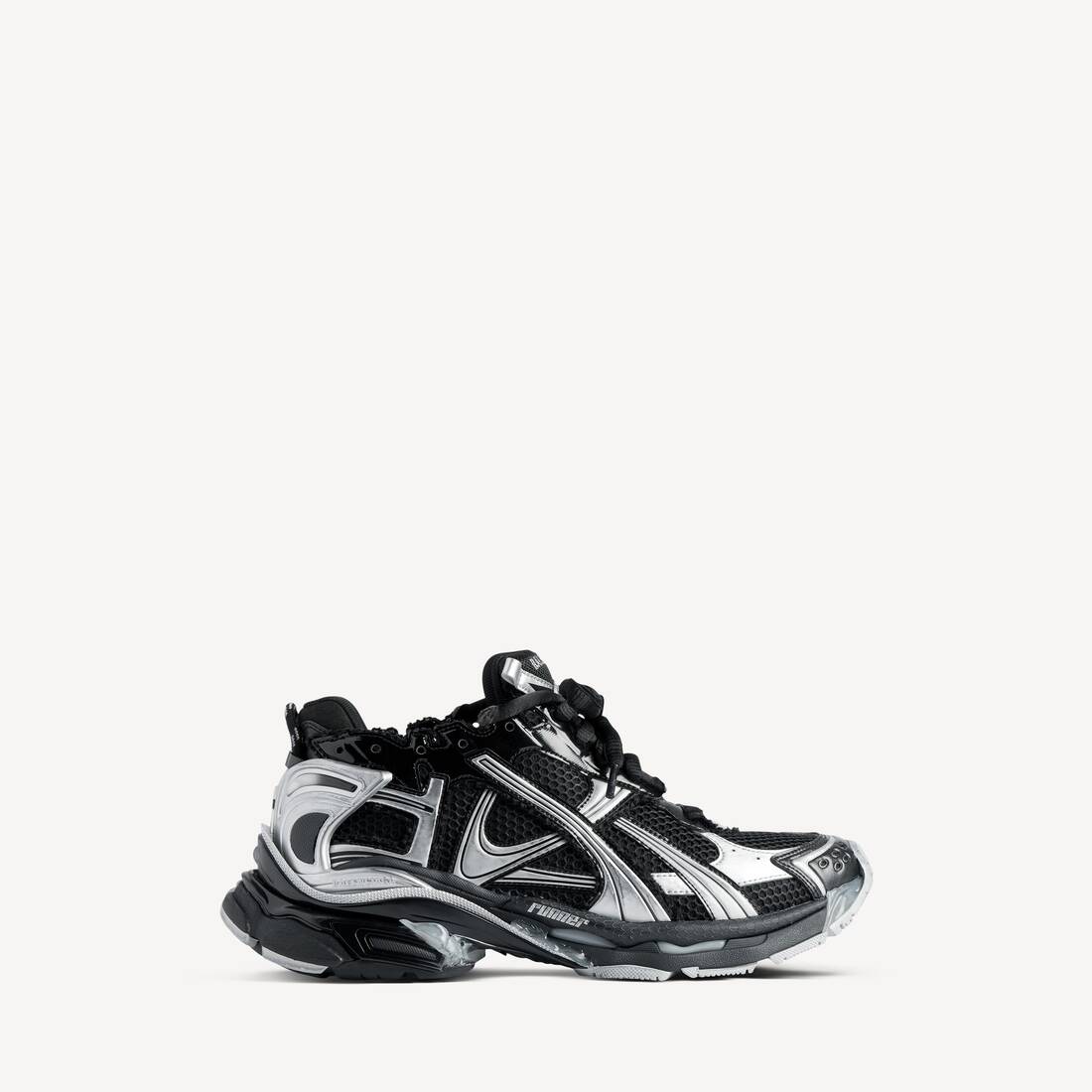 Damsk löp-sneaker i svart/silver