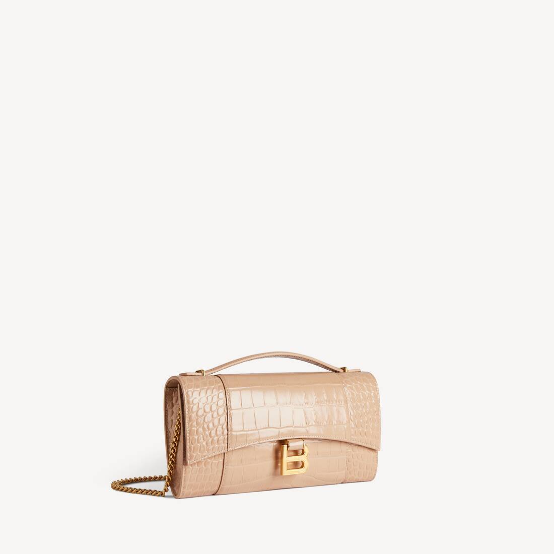 Kvinnors hourglass-pochette med kedja i nude