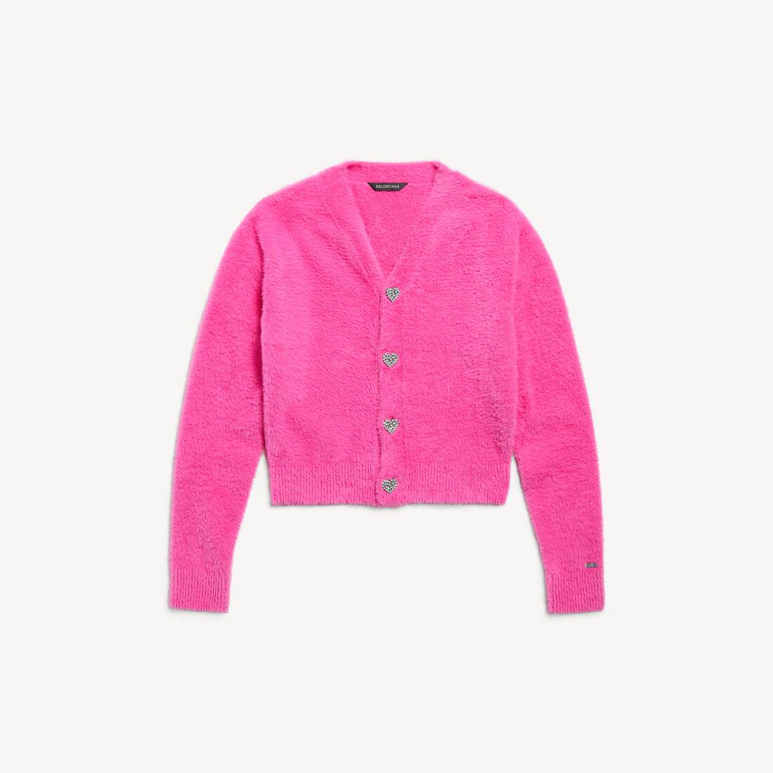 Damas fluffig kardigan i rosa