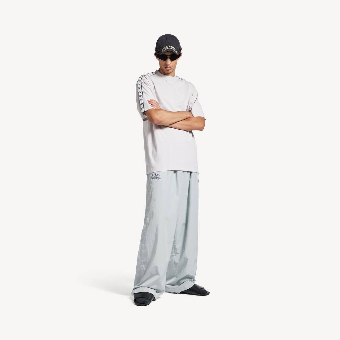 Herrarnas streck-T-shirt medium passform i smutsigt vitt