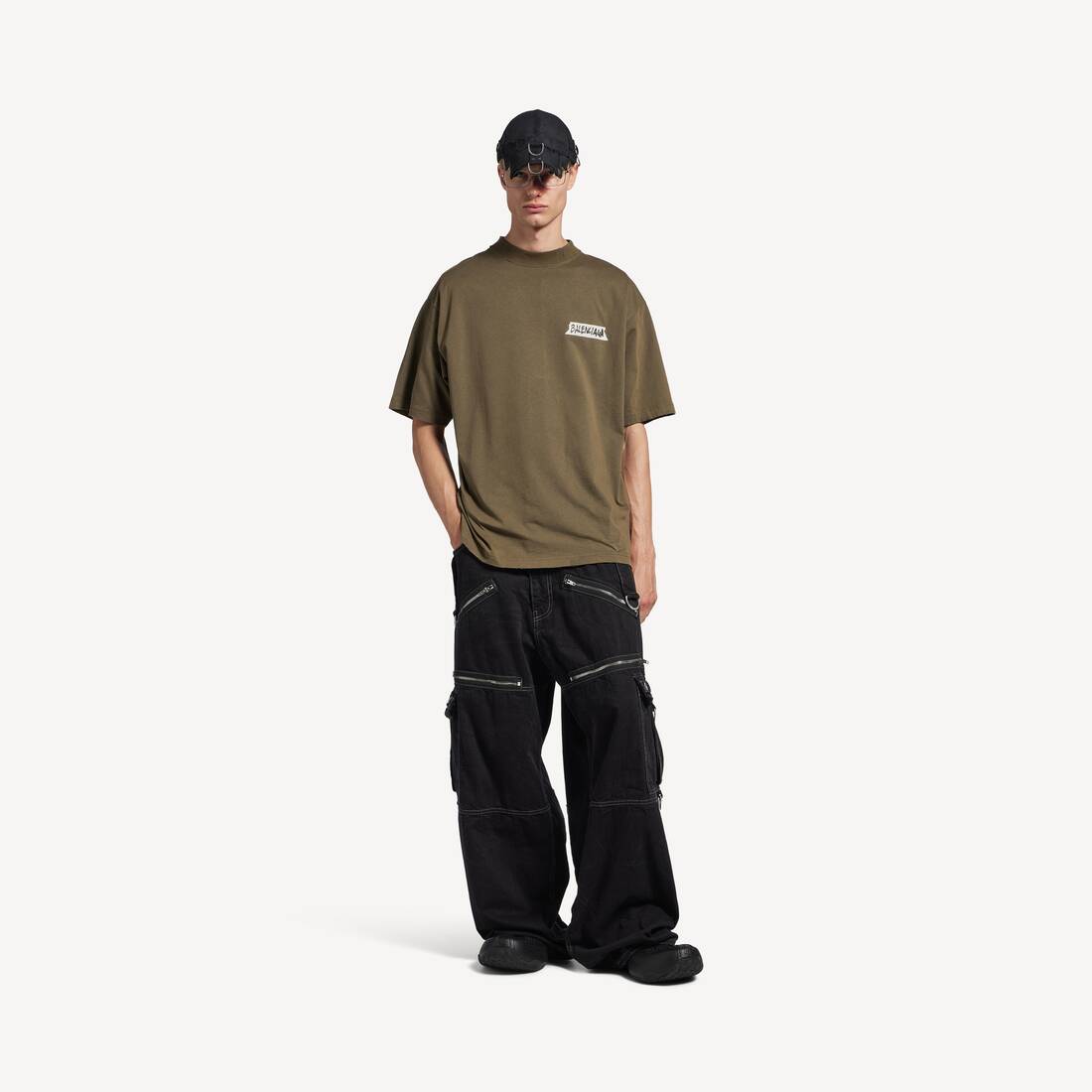Herrarnas masking tape T-shirt medium fit i khaki