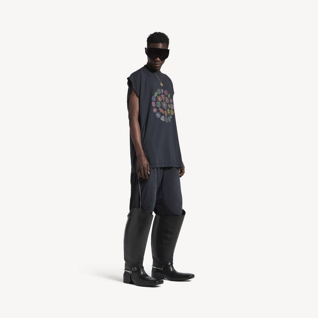 Herrarnas spiralcrest utan ärmar T-shirt i släckt svart