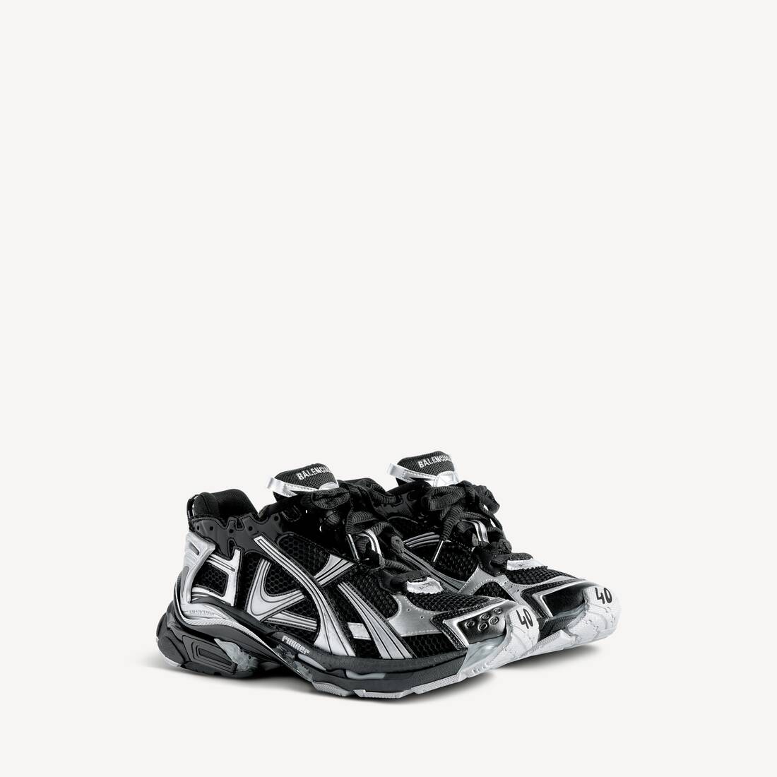 Damsk löp-sneaker i svart/silver