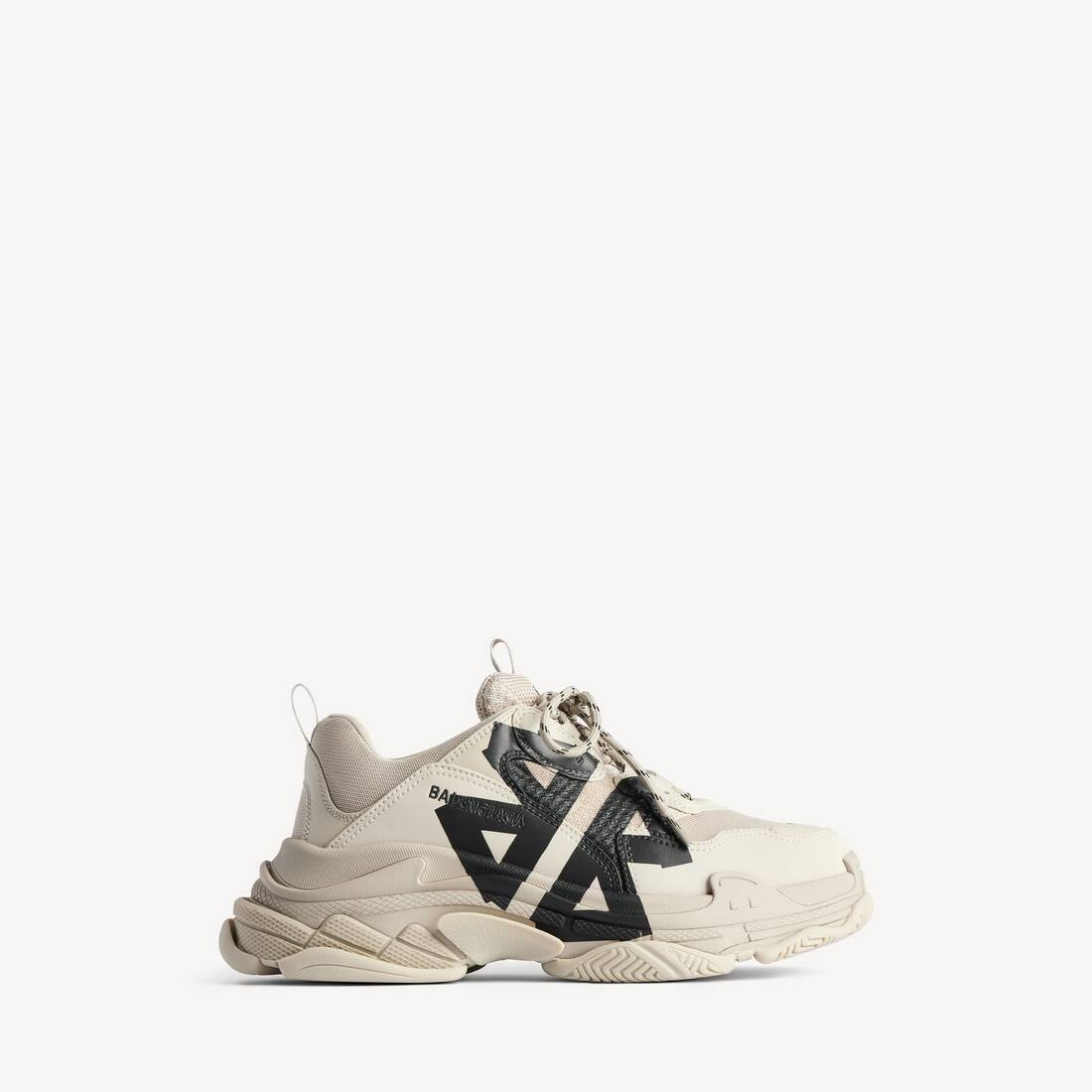 Herrars Triple S Tape Sneaker i beige/svart