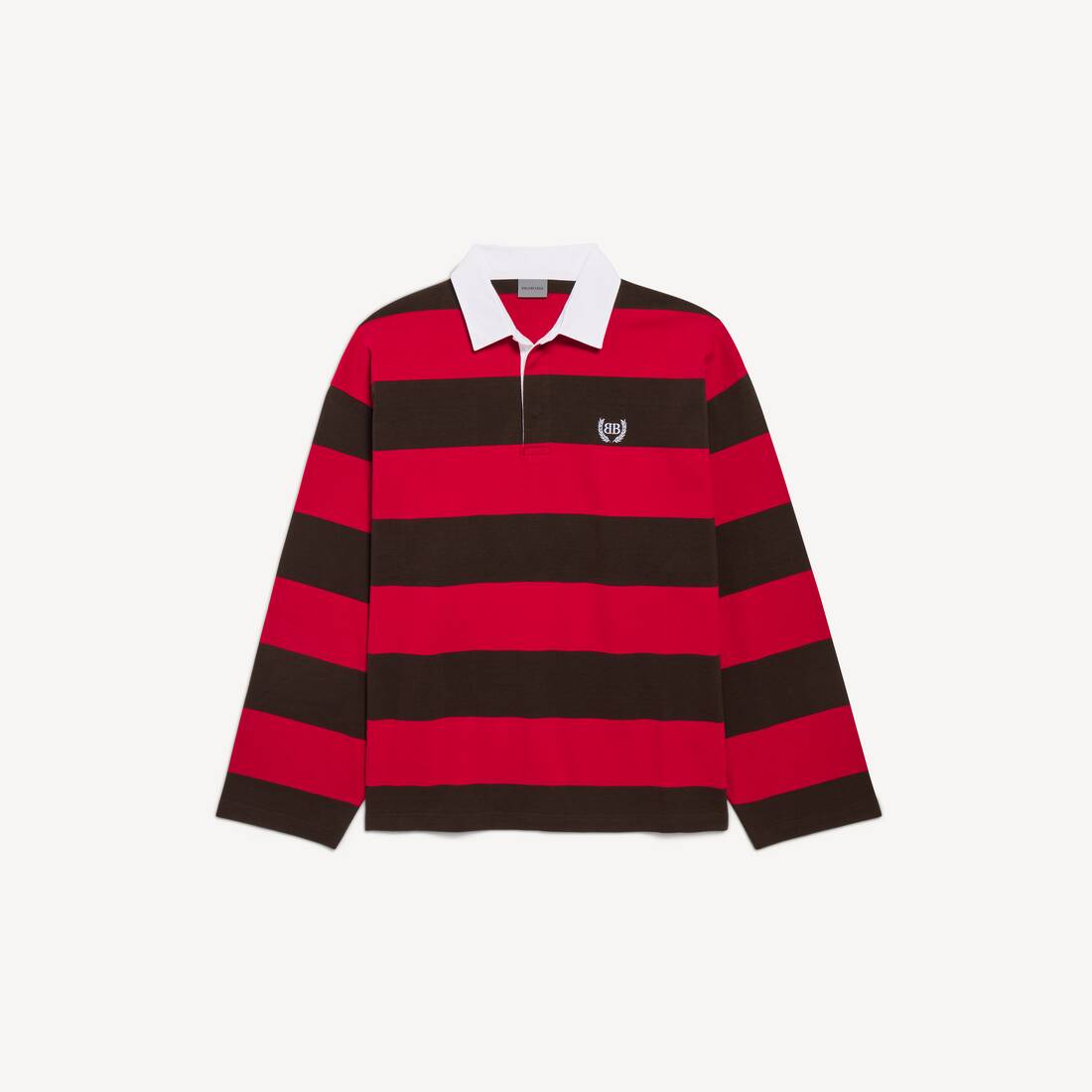 Herrarnas långsåvad polot-shirt i mörkbrun/röd