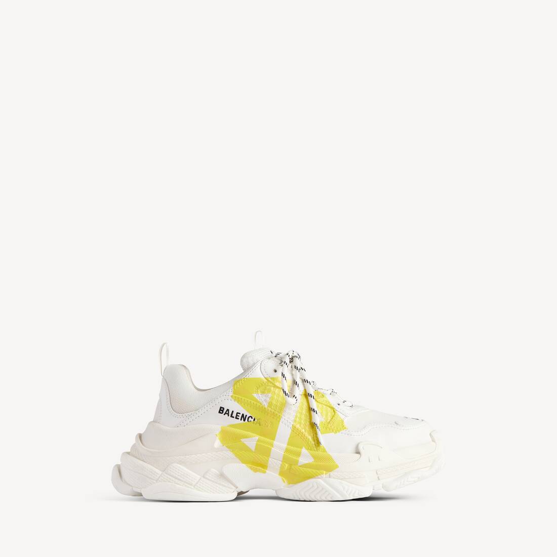 Damas Triple S Tape-typ sko i vitt/gul