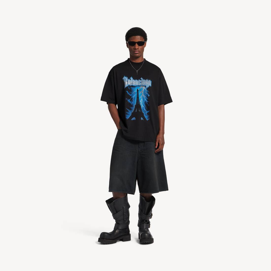 Herrarnas Paris Thunderstorm Oversized T-shirt i svart