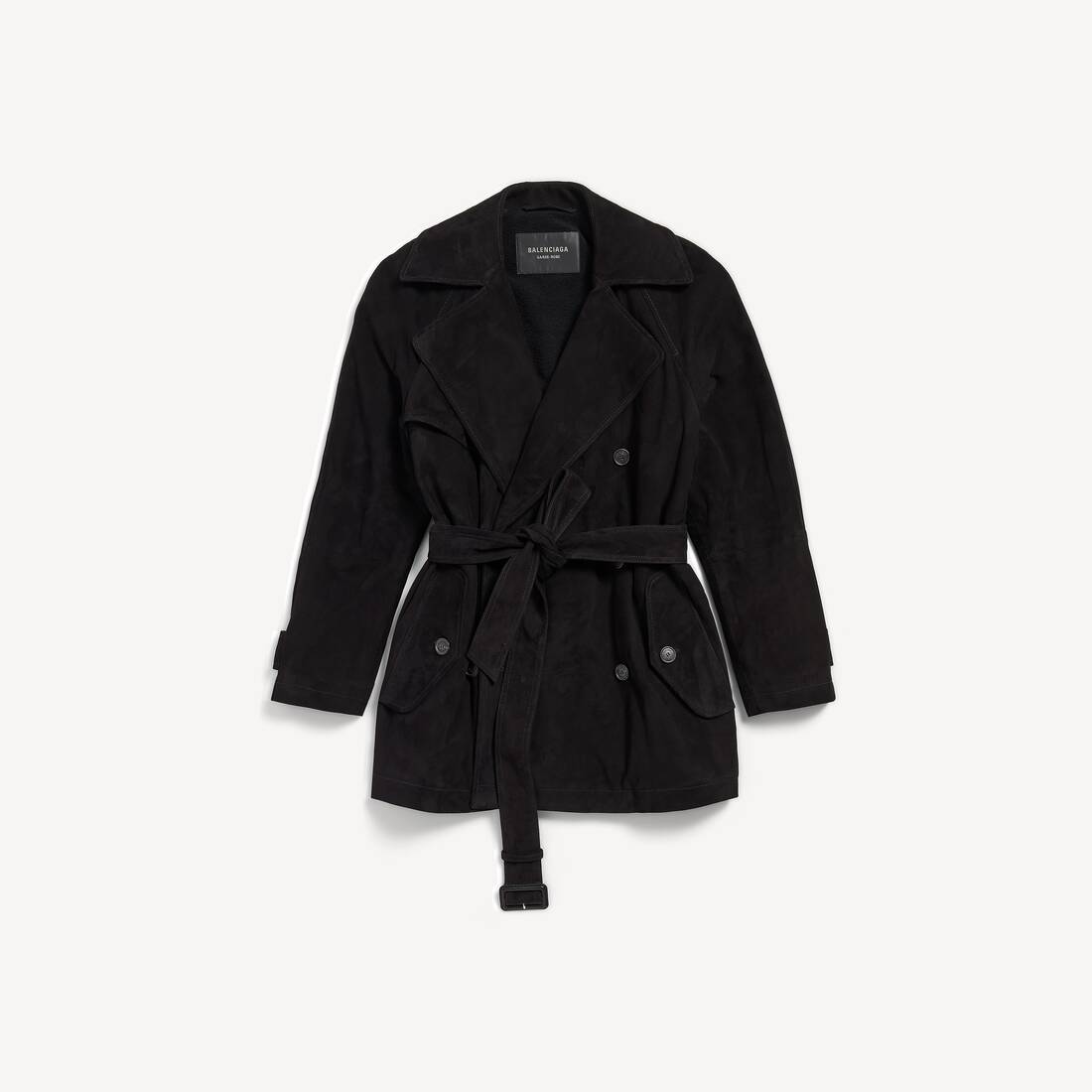 Kvinnors Cocoon kort trench i svart