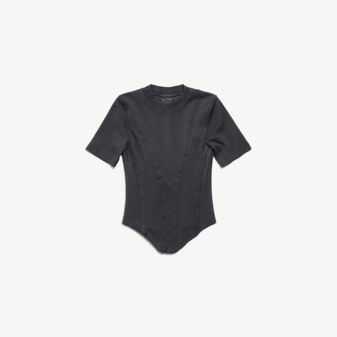 Korsettad T-shirt i svart för kvinnor