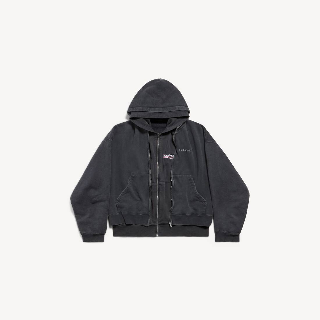 Herrars lagrad zip-hoodie i släckta svart