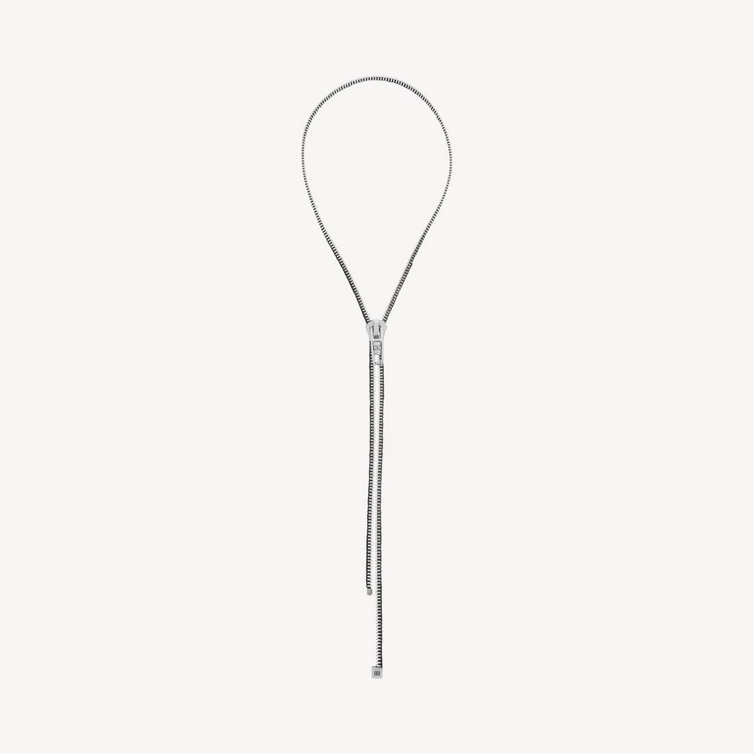 Skräddarsydd zip-halsband i glänsande silver/antik silver/svart