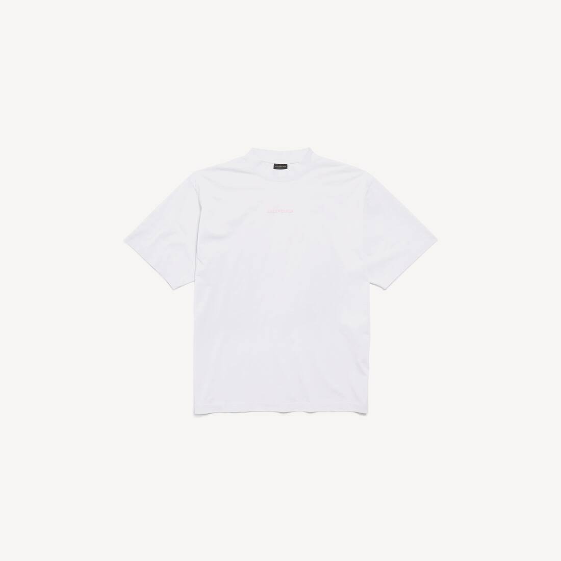 Herrarnas Balenciaga bak T-shirt medium fit i dirty white/baby-pink