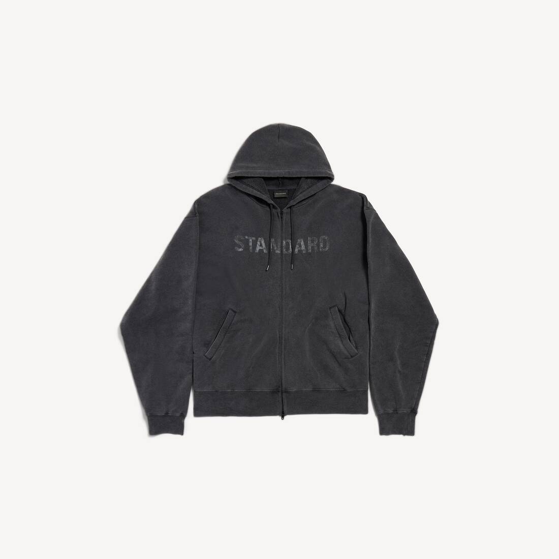Herrars standard storleks-oversized zip-hoodie i släckt svart