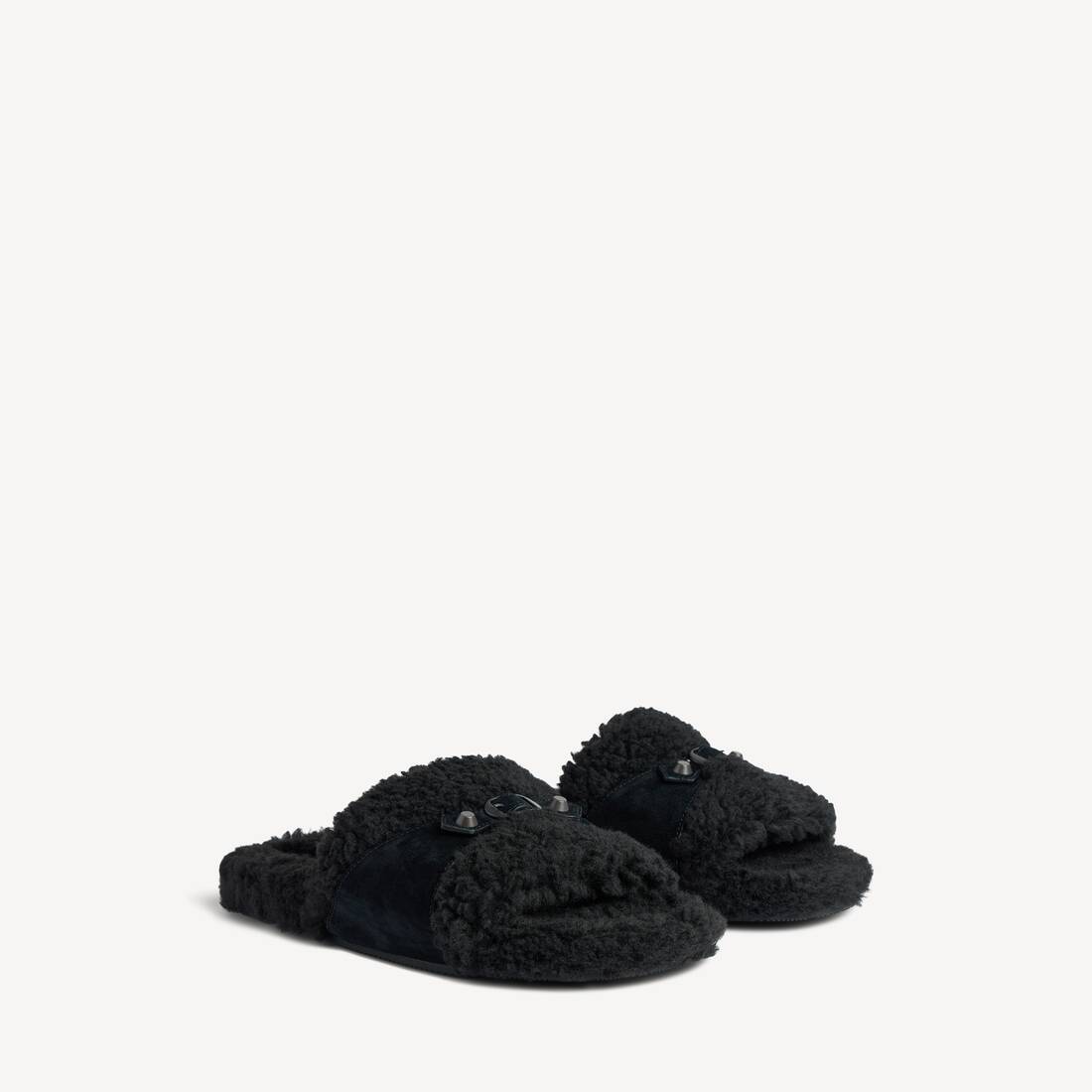 Kvinnors fluffiga öppna mule i svart